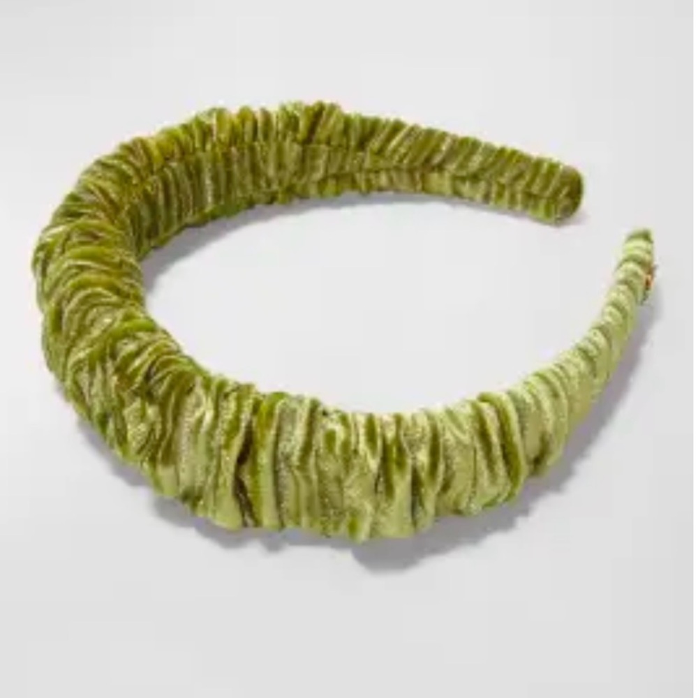 Lele Sadoughi Kelly Green Ruched Velvet Headband